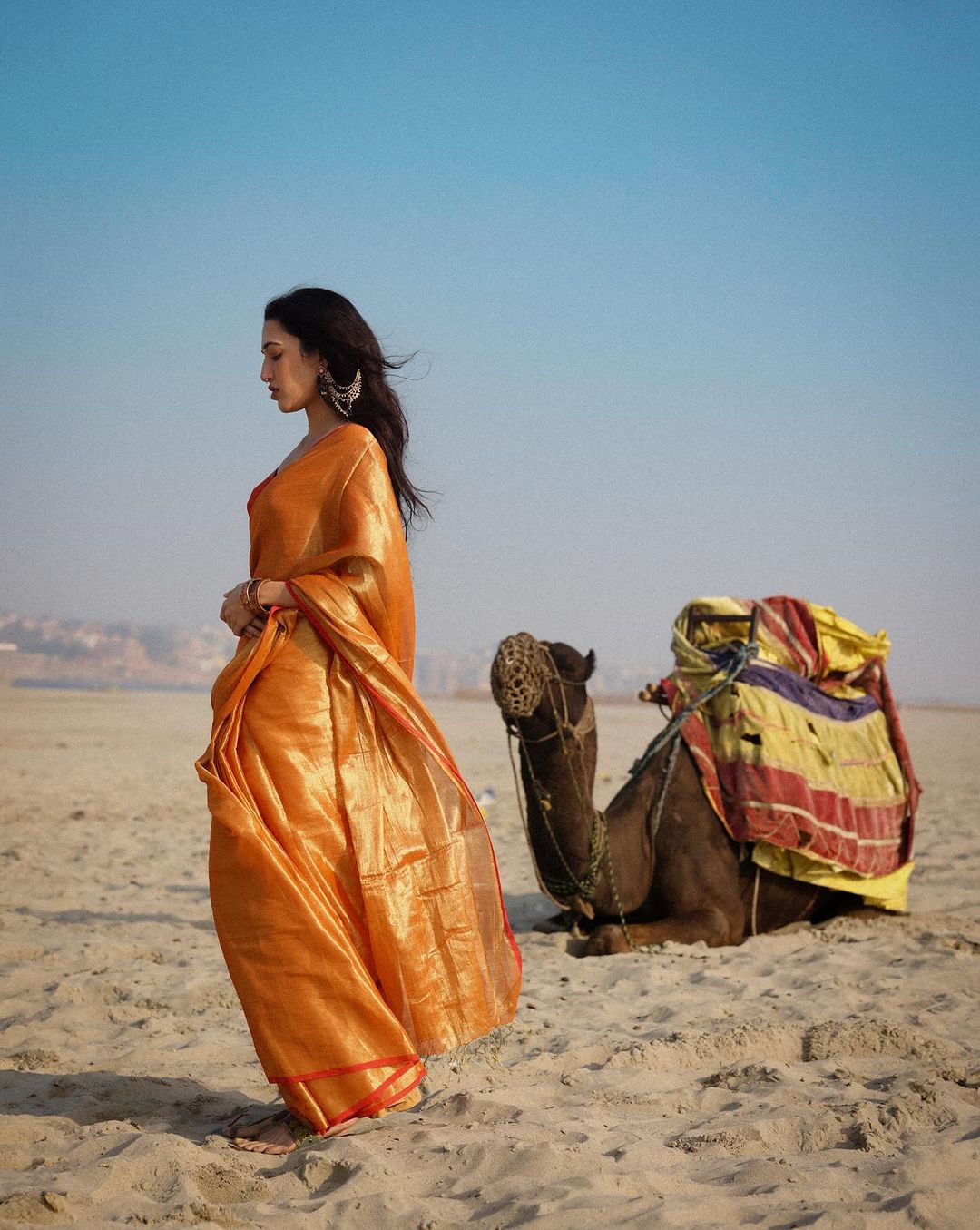 Tollywood Actress Neha Shetty in Traditional Orange Saree